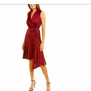 Melonie Elegant Burgundy Wrap Like  Dress Size 8